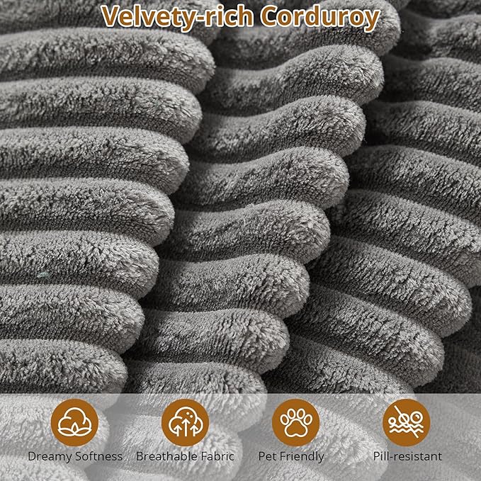 Sectional Cloud Couch for Living Room L Shaped Couch with 3 Seat Ind. Chaise Longue Corduroy Fabric Boneless Modular Modern Sofa with Pillows for Apartment and Small Space Grey