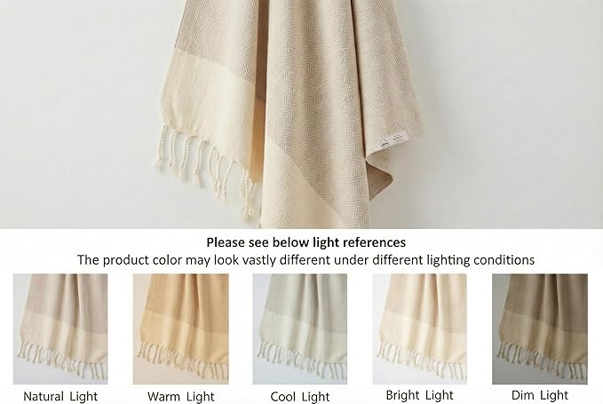 Bazaar Anatolia Turkish Beach Towel 100% Cotton Bath Towels 71x39 Quick Dry Sand Free Lightweight Large Oversized Herringbone Beige