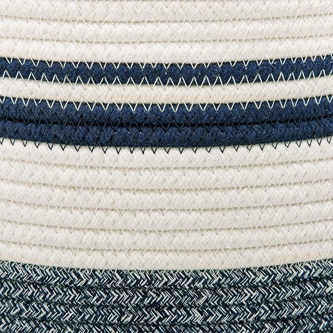 Woven Rope Laundry Hamper Basket by YOUDENOVA, 58L Tall Luandry Basket, Baby Nursery Hamper for Blanket Storage in Bedroom-Large-Blue