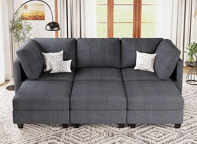 Belffin Modular Sectional Sofa Sectional Sleeper Sofa with Storages Sofa Bed Sectional Couches for Living Room (Dark Grey)