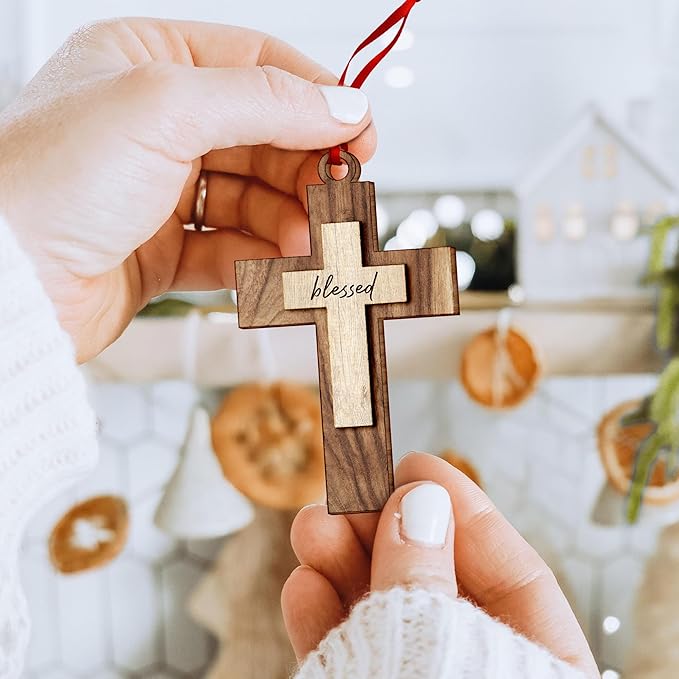 Religious Christmas Ornaments - Cross Ornaments for Christmas Tree Decoration, Christian Ornament for Home Decor, Unique Religious Gifts for Christian Women, Ideal Gifts for Christian Women