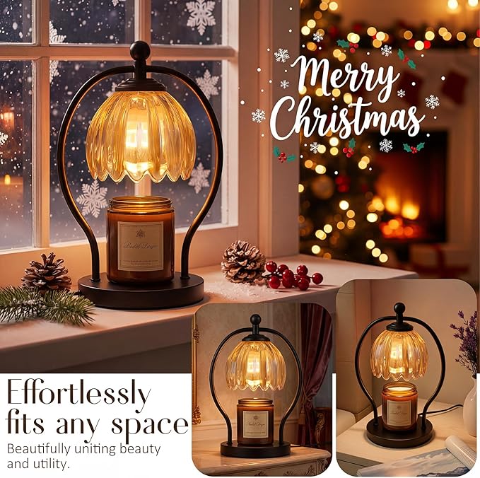 COTTHOS Candle Warmer Lamp, Dimmable Candle Warmer with Timer, Vintage Candles Wax Warmers for Jar Candles Christmas Birthday Gifts for Women Mom, Home Decor for Bedroom Living Room, Black Amber