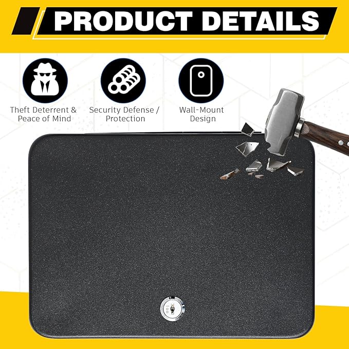 Ripeng 48-Keys Key Lock Box Wall Mount Steel Cabinet Security Holder with Tags and Hooks Key Organizer Wall Safe Storage for Car Office Hotel House Rental Business, Black