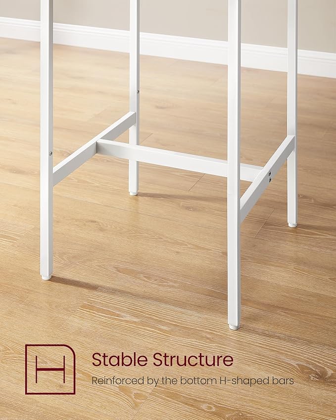 VASAGLE Bar Table and Chairs Set, Square Table with 2 Stools, Dining Pub Set for 2, Space Saving for Kitchen Breakfast, Living Room, Party Room, Golden Oak and Cloud White