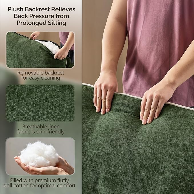 VINGLI 84" W Oversized Comfy Love Seat with Two Seats, Extra Deep Seat Piping Design Loveseat Couch with Two Pillows, Linen Fabric Modern Small Sofa for Small Living Room, Apartment, Bedroom, Green