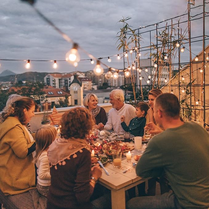 Mlambert 200Ft(4x50Ft) Outdoor String Lights, G40 Globe Patio Lights Connectable with 100+6 Waterproof LED Bulbs for Backyard Garden Porch-Black Wire