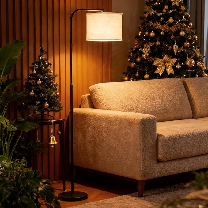 Remote Floor Lamp for Living Room and Bedroom - Modern Standing Lamps Tall with Led Blub and Dimmable Light - Black Arc Room Lights with Shade for Home Decor, Office, Corner and Reading