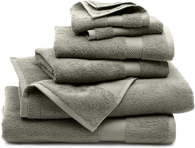 BOLL & BRANCH Plush Bath Towel Set - Juniper - 6 Piece - Includes 2 Bath Towels, 2 Hand Towels & 2 Washcloths - 100% Organic Cotton - Ultra Soft & Luxurious - Quick Absorbing