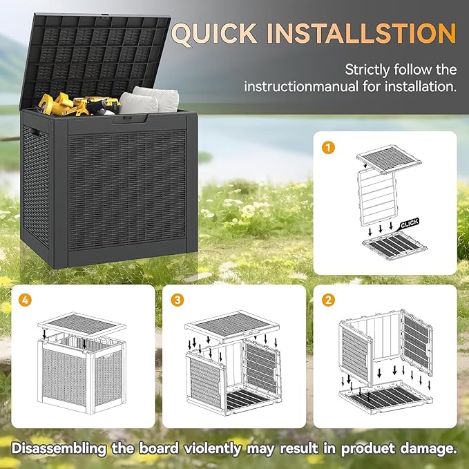 31 Gallon Outdoor Storage Box, Resin Deck Boxes Outdoor Waterproof For Patio Furniture, Garden Tools, Pool Supplies, Durable And UV Resistant, Lockable(2Box,a set)