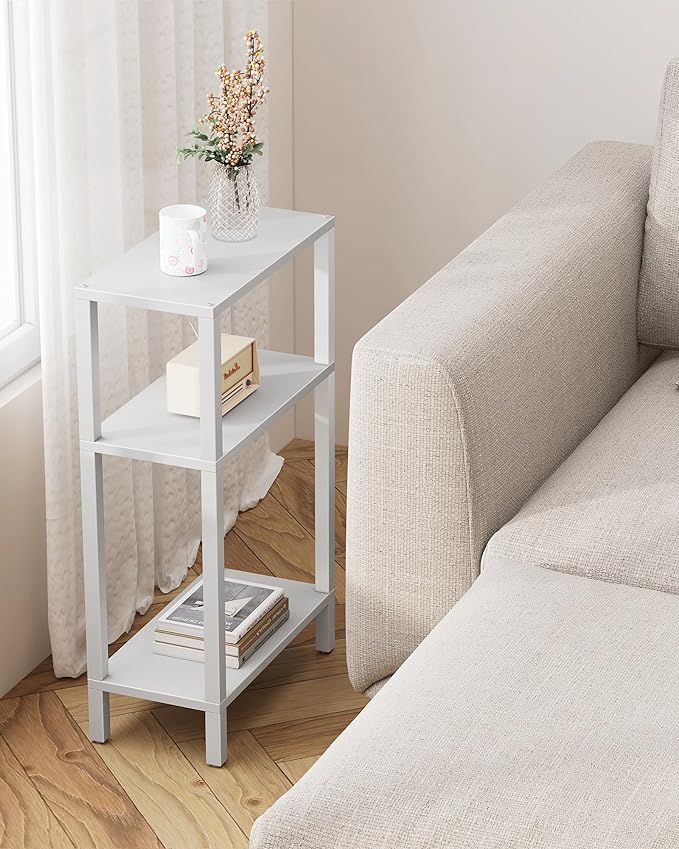 TUTOTAK Small Side Table, Narrow End Table, Skinny Sofa Table, Slim Nightstand, Couch Table, Living Room, Bed Room, White TB01BW0772