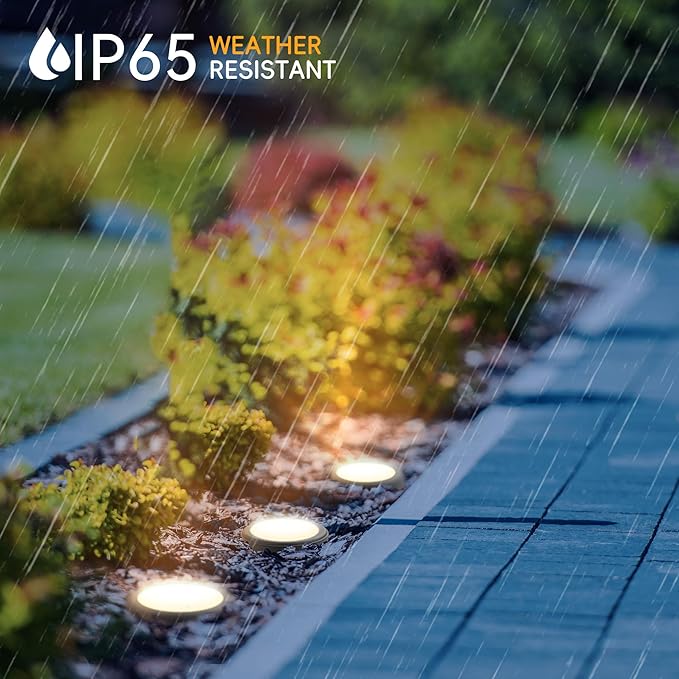 5 Inch 6.5W Low Voltage Under Ground Light, Outdoor In-ground Lighting with Grated Top, 12V 3000K Warm White Waterproof LED Lights for Garden Fence Pathway Deck Driveway Walkway, 6 Pack