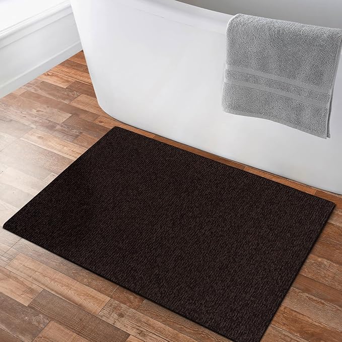 Non Slip Brown Solid Rubber Back Thing Door Mat for Entryway 2x3 for Kitchen, Rug for Bathroom, Stain Resistant Easy Cleaning Non Shedding Carpet Brown 2 x 3
