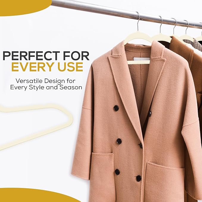 Premium Velvet Hangers 30 Pack Ultra Thin Non Slip Adult Felt Space Saving Suit Hanger for Closet Heavy Duty Coat Pants Jackets Dress Hangers 360° Swivel Hook Hold Upto 10 lbs Ivory