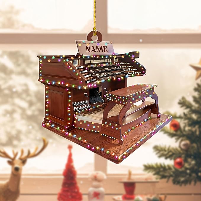 Mostefy Personalized Organ Christmas Ornament 2025, Custom Name Musical Instrument Holiday Decoration, Unique Pipe Organ Keepsake Gift for Musicians & Music Lovers (Organ1)