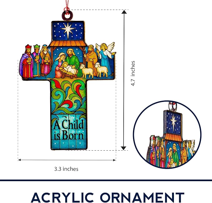Cross Christmas Ornaments - Christian Christmas Decor - Cross Ornaments for Christmas Tree - Religious Christmas Ornaments - Christian Christmas Ornaments - Nativity Christmass Ornament