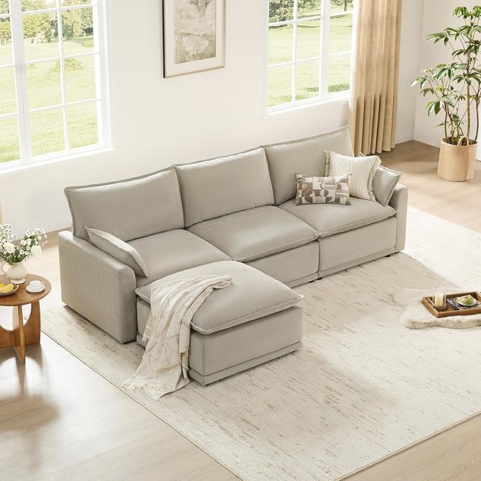 CHITA 113" Oversized Cloud Sectional Couch, Modern Modular Sectional Sofa Set for Living Room, 4 Seater L Shaped Couch, Taupe