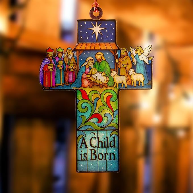 Cross Christmas Ornaments - Christian Christmas Decor - Cross Ornaments for Christmas Tree - Religious Christmas Ornaments - Christian Christmas Ornaments - Nativity Christmass Ornament
