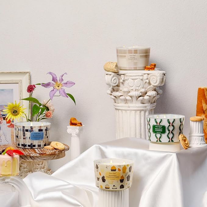 HomeLights Scented Candles for Women & Men, 18oz Candle Jars Aromatherapy 4-Wick Candle, Ideal for Rustic Modern Home Decor and Gifts, Whipped Vanilla Cake