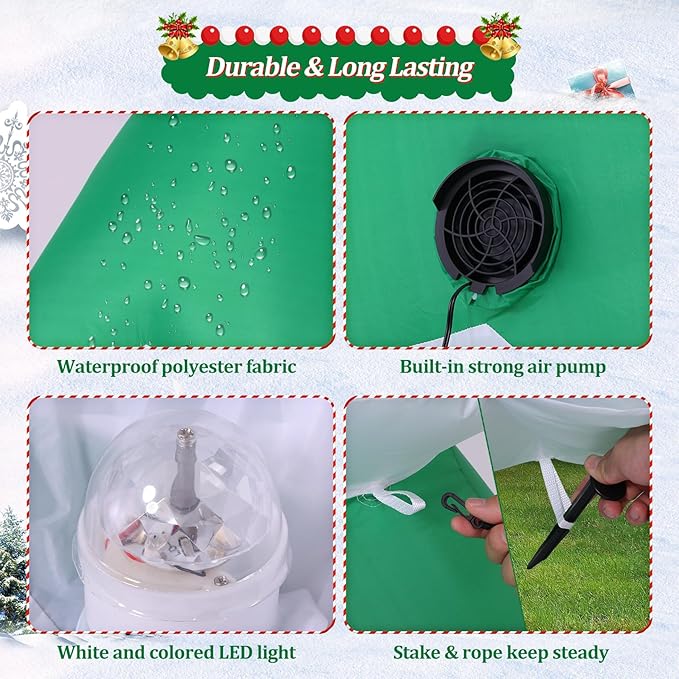 7.5FT Christmas Inflatable Outdoor Decoration Christmas Tree Christmas Dog Santa with 3 Gift Boxes Build-in Colorful LED Lights, Blow up Christmas Tree Decorations for Holiday Xmas Yard Patio Lawn