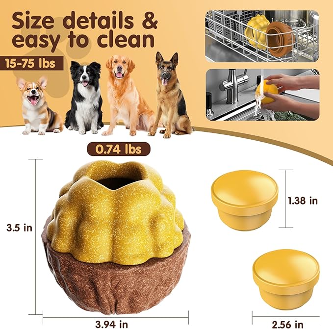 Freezable Dog Chew Toy, Long-Lasting Rubber Treat Dispenser for Aggressive Chewers, Interactive Dental Toy with Frozen Treat Holder, Easy to Clean,Anxiety Relief