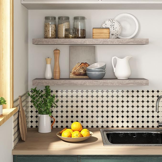 HOOBRO Floating Shelves for Wall, Wall Mounted Shelf Set of 2, 31.5" Hanging Shelf with Invisible Brackets, for Wall in Bathroom, Bedroom, Toilet, Kitchen, Living Room, Office, Greige BG80BJP201