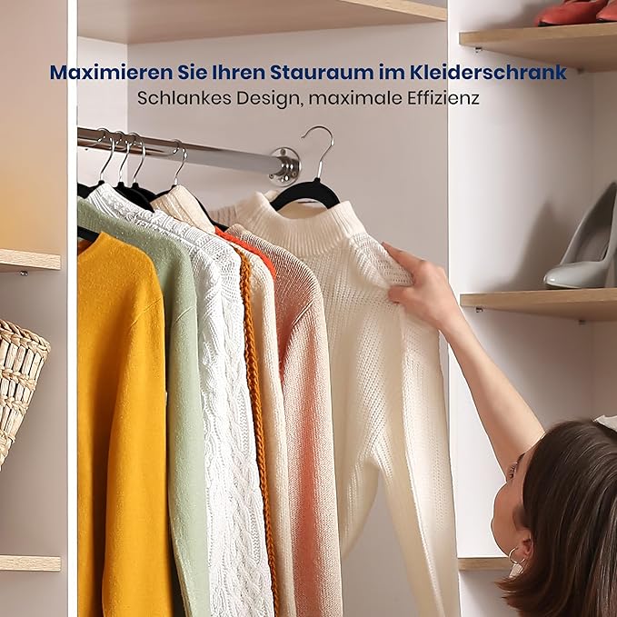 SereneLife Premium Non-Slip Velvet Hangers-Space Saving Heavy Duty Slim Suit Clothes Hanger Set with 360 Degree Swivel Metal Hook,Can Hold Up to 10 Lbs.for Coats, Jackets,Pants & Dress (50-Pack),Black