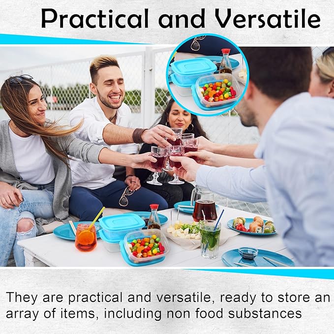 18 Pcs 33 Oz Plastic Food Storage Containers with Lids Portion Box Sets with Cover Stackable Plastic Containers with Lids Microwave Freezer Dishwasher Safe(Blue)