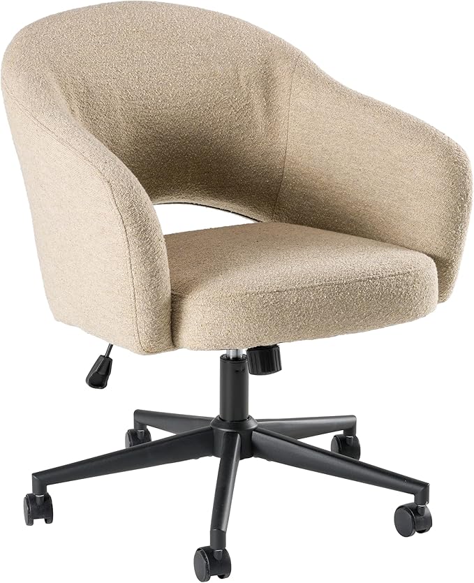 Bush Furniture Mid Century Modern Desk Chair for Home Office, Adjustable Seating with Wheels and Swivel Base, Fairfax Collection, Cool Beige Fabric Upholstery