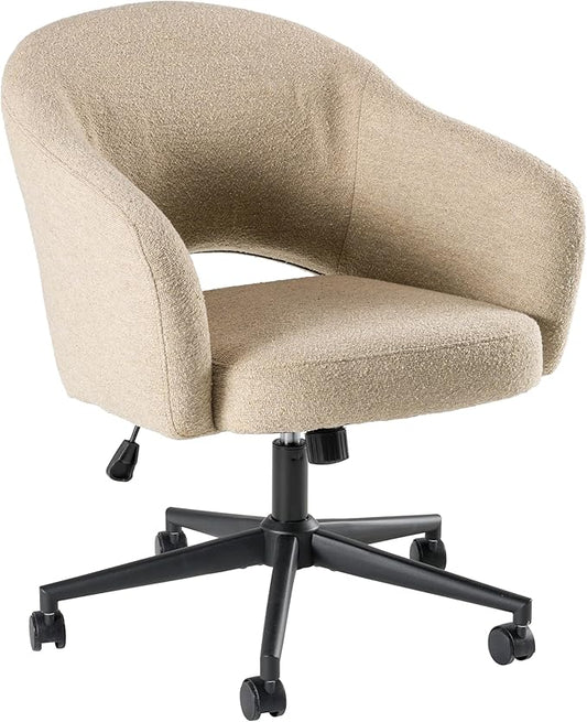 Bush Furniture Mid Century Modern Desk Chair for Home Office, Adjustable Seating with Wheels and Swivel Base, Fairfax Collection, Cool Beige Fabric Upholstery
