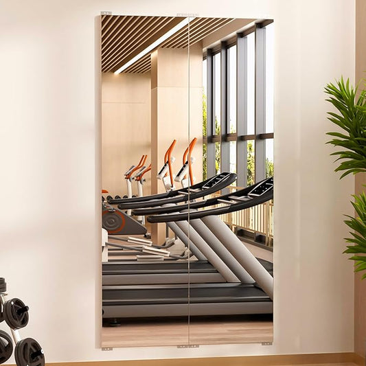 brisafe 2PCS 63" x 20" Gym Mirror - Full Length Wall Mirror for Gyms, Dance Studios, Home and Yoga - Easy Installation, Ultra Light Shatterproof Nano Miorror Reduces 60% Commercial Insurance Costs