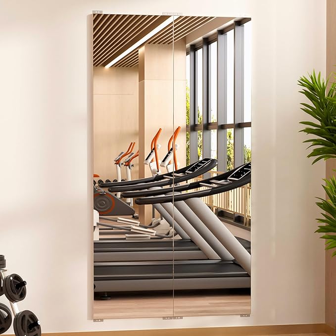 brisafe 2PCS 67" x 24" Gym Mirror - Full Length Wall Mirror for Gyms, Dance Studios, Home and Yoga - Easy Installation, Ultra Light Shatterproof Nano Miorror Reduces 60% Commercial Insurance Costs