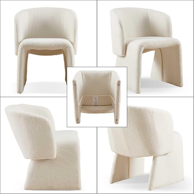 Dining Chair Upholstered Set of 4,Stylish Accent Barrel Side Chairs Cozy Sofa Chairs Teddy Velvet Comfortable Armchairs for Bedroom Reading Room Waiting Room Kitchen Dining Room