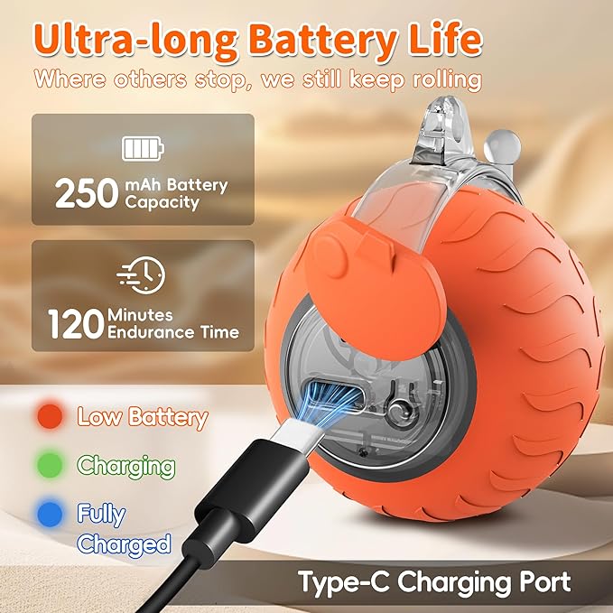 UPSKY Interactive Cat Toy Ball for Indoor Cats, Automatic Moving Electric Rolling Cat Ball Toy, 3-Speed Modes Smart Kitten Toys with Sounds, USB Rechargeable & Sturdy for Bored Kittens/Adult Cats