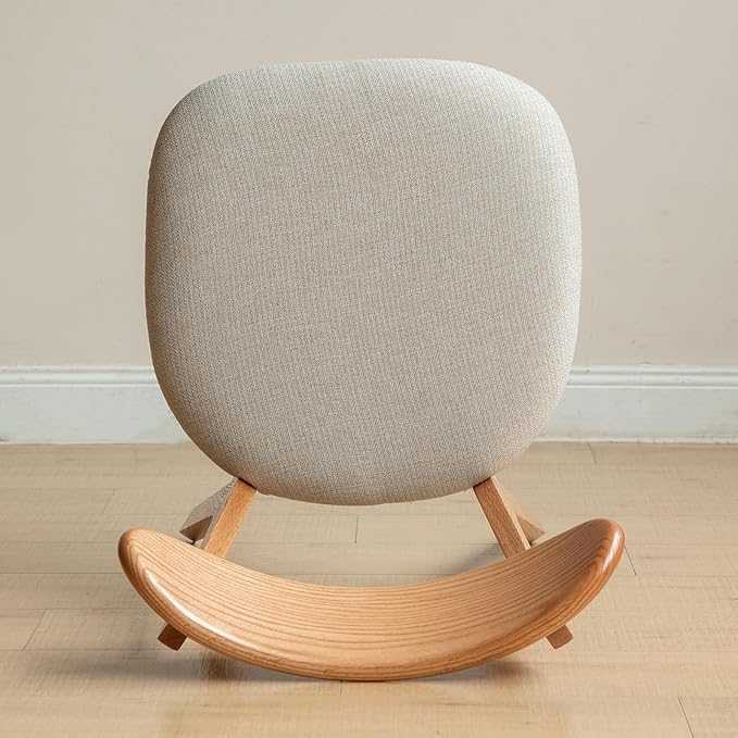 Set of 2 Solid Wood Dining Chairs,FAS-Grade North American Oak, Ergonomic Curved Backrest & Pear White Thick Upholstered Seats,Oak Padded Dining Chairs for Heavy People,Easy Assembly