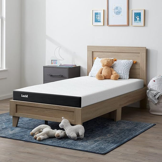 Lucid 5 Inch Memory Foam Mattress – Low Profile - Firm Feel - Infused with Bamboo Charcoal and Gel - Bed in a Box - Temperature Regulating - Breathable - Queen Size
