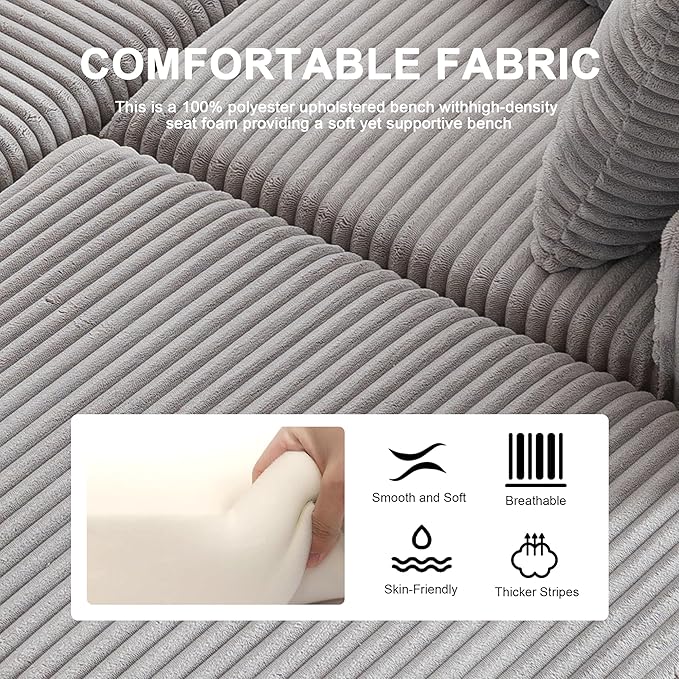 106" Modular Sectional Sofa, Modern Cloud L-Shape Couch with Ottoman Chaise, Comfy Deep Seat Chenille Boneless Couches for Living Room, No Assembly Required, Light Grey