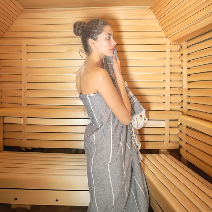 Bazaar Anatolia Turkish Beach Towel – 100% Cotton, Quick Dry, Sand Free Towel for Bathroom, Yoga, Restorative Practice – Oversized 71x39 Inches – Stripe Black