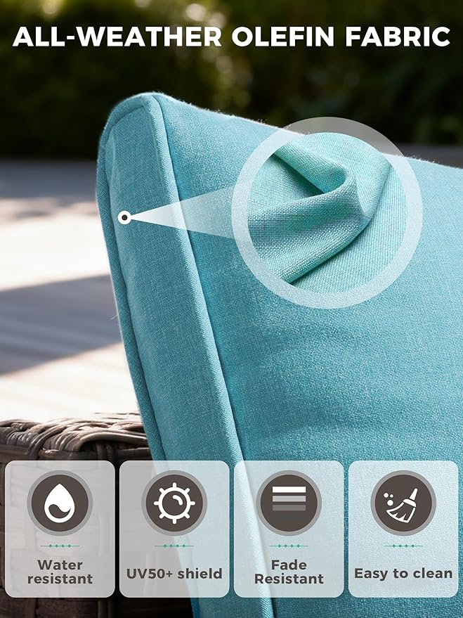 10 Piece Outdoor Wicker Rattan Sectional Sofa Set with Swivel Chairs & Fire Pit Table, 7-Seats with 4" Thickened Cushions & Coffee Table, All-Weather PE Rattan for Garden, Backyard, Porch, Navy