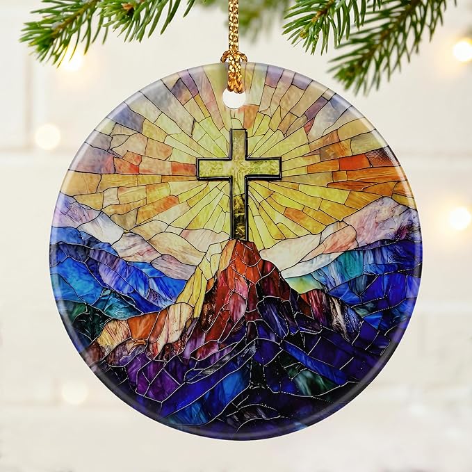 Christian Cross Ornament | Religious Christmas Ornament, Christmas Tree Decoration, Christian Home Decor | Religious Gifts | Easter Faith Cross Gifts, Baptism Gift, Confirmation Gift