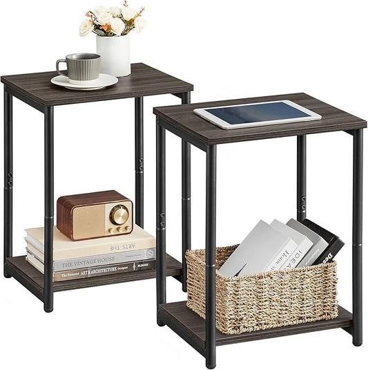 VASAGLE Side Tables Set of 2, Small End Table, Nightstand for Living Room, Bedroom, Office, Bathroom, Chestnut Brown and Classic Black ULET272B74