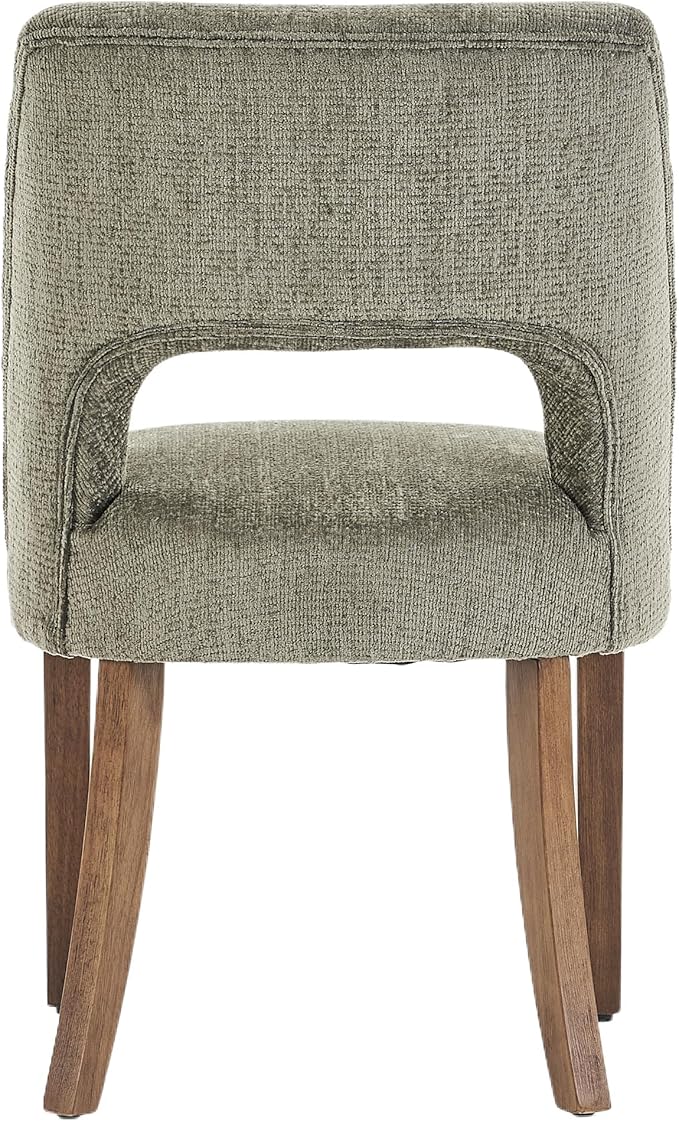 VKNOW Wooden Dining Chairs Set of 6, Modern Fabric Upholstered Dining Room Chair Kitchen Chairs, Farmhouse Dinner Chair for Kitchen Dining Room, Green