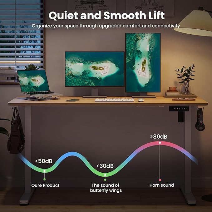 Casaphoria 55 x 24 inches Electric Standing Desk, Sit to Stand Desk with Memory Height Adjustment, Home Office Computer Desk for Writing and Games, Oak