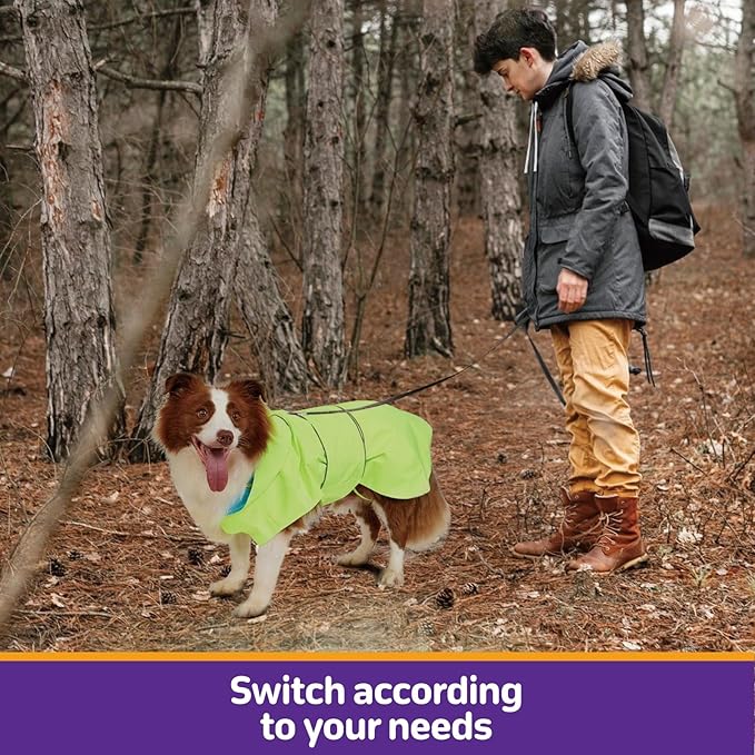 Dog Raincoat Reversible, Single Side Slicker Poncho Adjustable Waterproof Dog Rain Jacket with Leash Hole/Reflective Stripe Hooded Snowproof Windproof Clothes for Medium to 2X Large Dogs, XL