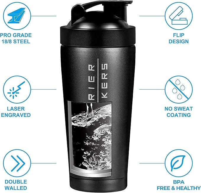 24oz Insulated Air Force Shaker Bottle Engraved Logo–24oz Water Bottle–Cup for Protein Shakes Air Force Gifts | USAF Shaker Cups