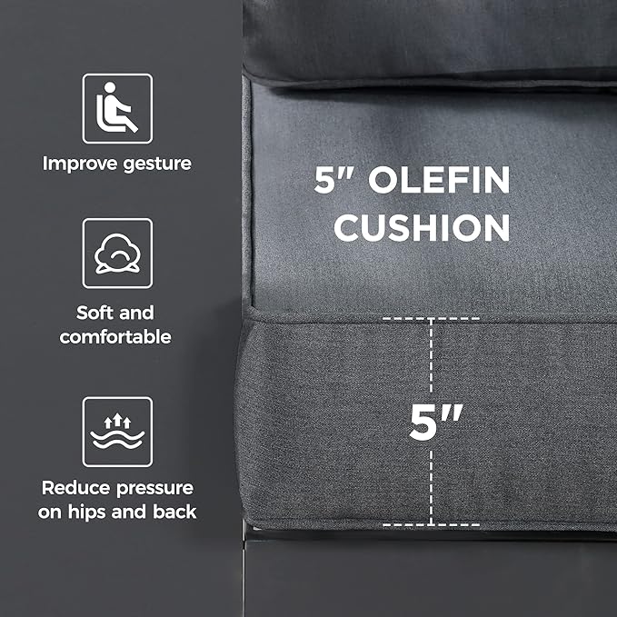 Wisteria Lane Aluminum Patio Furniture Set, 4 Pcs Metal Outdoor Furniture Set with CSA Certified 54in Propane Gas Fire Pit Table, Patio Conversation Set with 5in Olefin Cover Cushions, Dark Grey