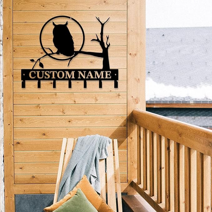 Personalized Custom Name Birds of Trees Wall Key Hooks,Metal Birds of Trees Art Clothes Hooks,Metal Birds of Trees Wall Home Storage Decorative,For Front Door, Hallway, Kitchen, Bedroom (Style J)