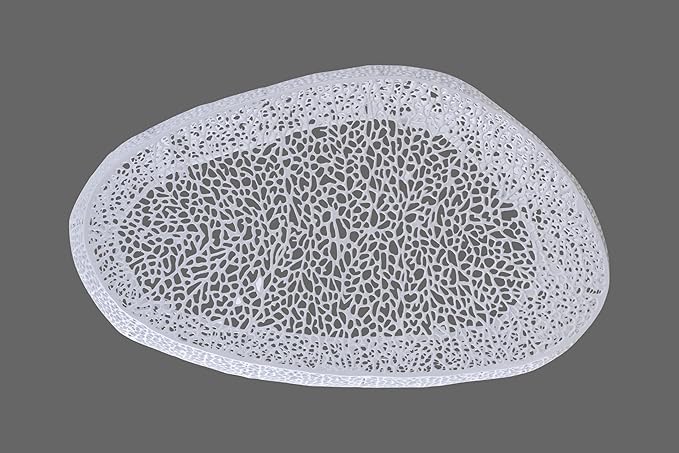 Modern Contemporary Oval-Shape 50" Coffee Table, Solid Aluminum intrigued Design, Mesh Cocktail Table, Creative Center Table for Living Room and Bedroom, Casted in White