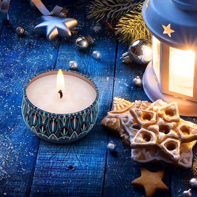 Bohemian Scented Candle for Christmas Thanksgiving Housewarming Gift, Set of 9 2.2oz Aromatherapy Candle for Stress Relief, Bohemian Tin Candle
