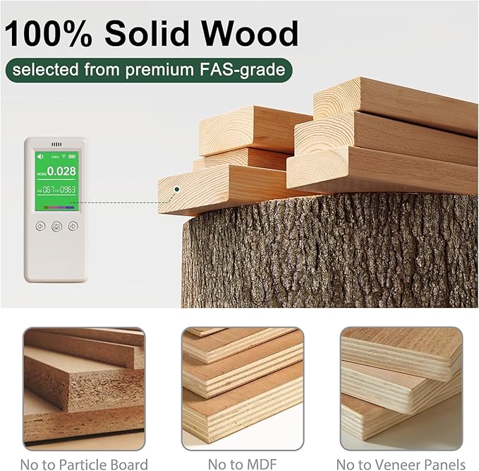 100% Solid Oak Coffee Table with Storage Shelf, 2-Tier Wooden Center Table for Living Room, Farmhouse Rustic Rectangle Table, Easy Assembly,31.49 Inch