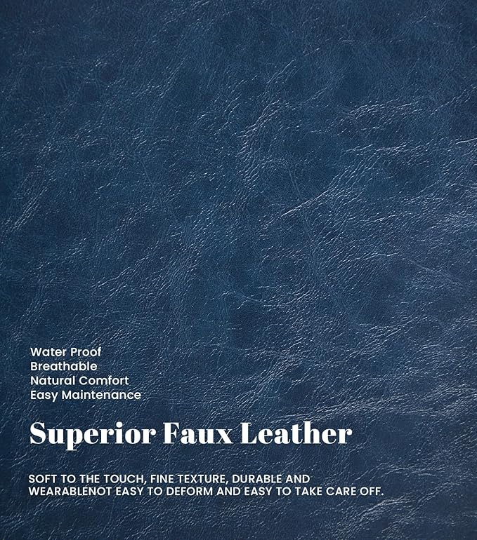 WILLOVE Accent Chair, Faux Letaher Arm Chair, Reading Chair for Living Room, Bedroom & Offcie, Blue